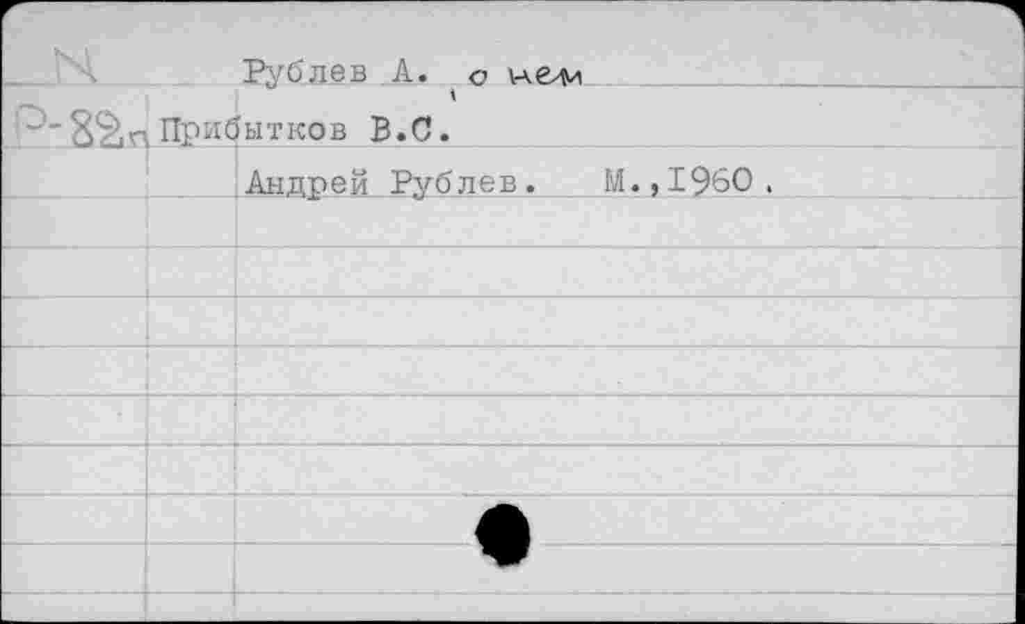 ﻿Рублев к. с изд
Прибытков В.С.
Андрей Рублев. М.,1960,